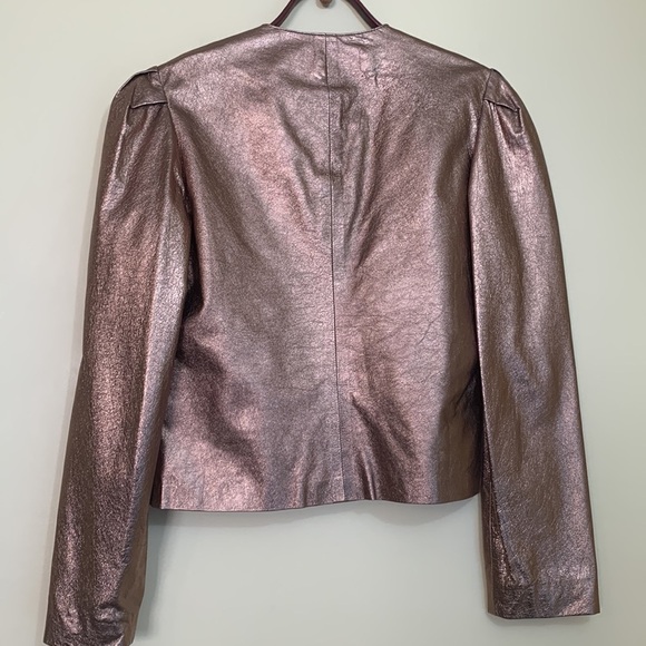 Carla New York | Vintage Rose Gold Leather Open Front Lined Lightweight Jacket 6 - Picture 17 of 17